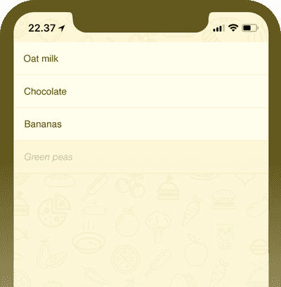 Screenshot of the Shophilist mobile application.